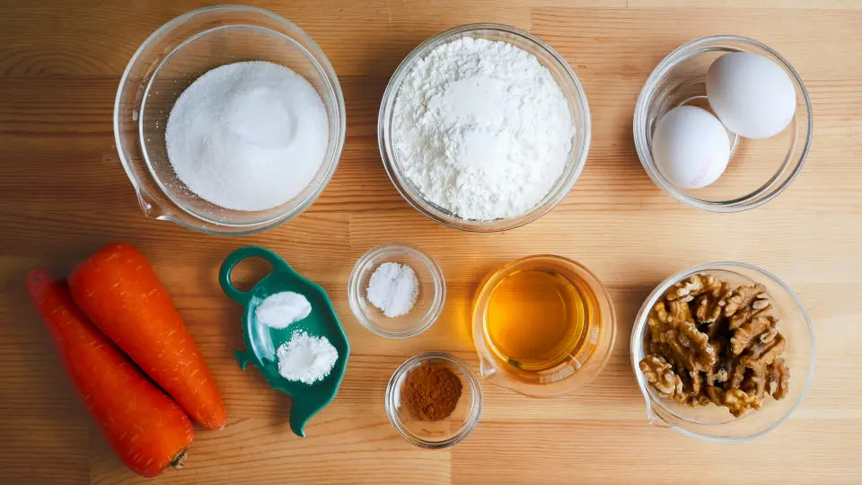 Ingredients for English Carrot Cake