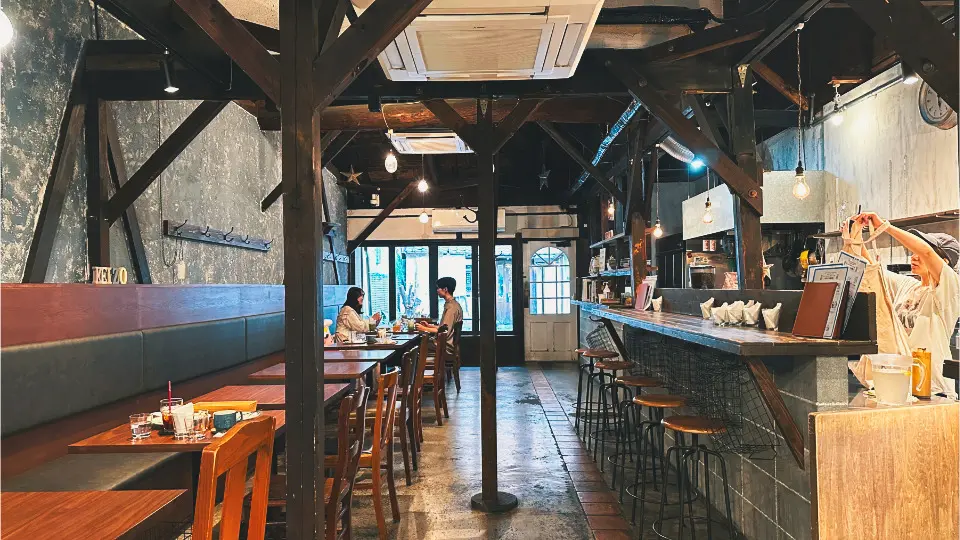 Step inside to find warm wooden beams and a spacious, inviting atmosphere