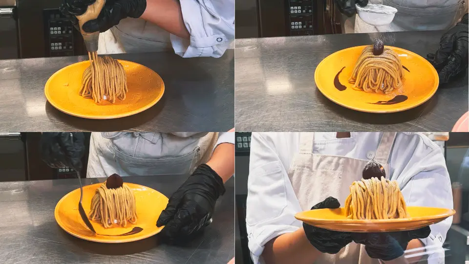 Guests who order the Mont Blanc dessert are invited to watch the live assembly process